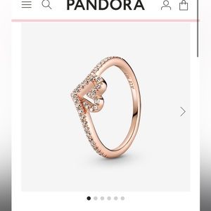 pandora sparkling wishbone heart ring!! rose gold